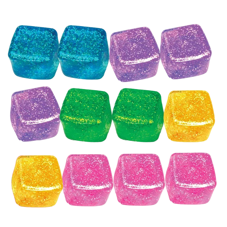 Fun Doh Squish & Squeeze Sparkle Cube Fidget Toy (Each - Random Color)