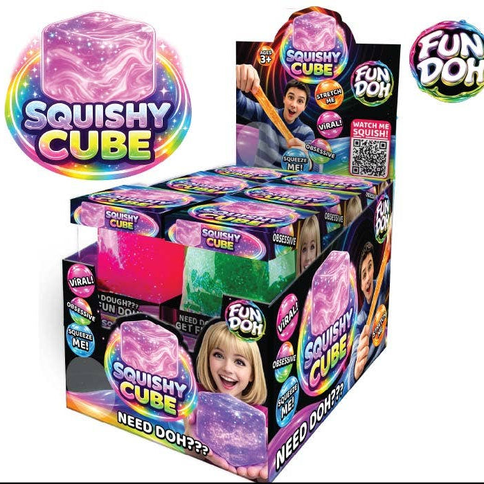 Fun Doh Squish & Squeeze Sparkle Cube Fidget Toy (Each - Random Color)