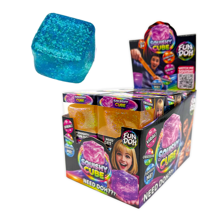 Fun Doh Squish & Squeeze Sparkle Cube Fidget Toy (Each - Random Color)
