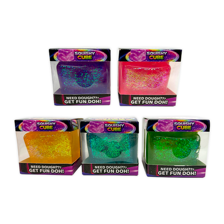 Fun Doh Squish & Squeeze Sparkle Cube Fidget Toy (Each - Random Color)